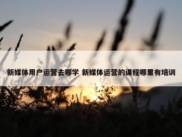 新媒体用户运营去哪学 新媒体运营的课程哪里有培训