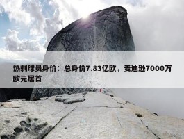 热刺球员身价：总身价7.83亿欧，麦迪逊7000万欧元居首