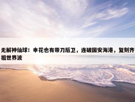 无解神仙球！申花也有带刀后卫，连破国安海港，复刻齐祖世界波