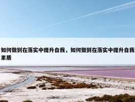 如何做到在落实中提升自我，如何做到在落实中提升自我素质