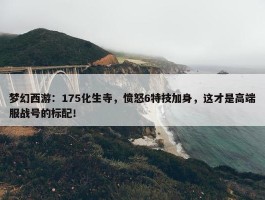 梦幻西游：175化生寺，愤怒6特技加身，这才是高端服战号的标配！