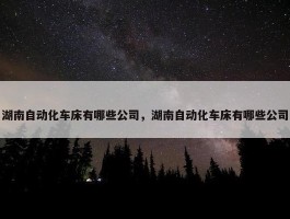 湖南自动化车床有哪些公司，湖南自动化车床有哪些公司