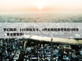 梦幻西游：109顶级方寸，3件无级别凑齐愤怒5特技，拿全服第四！