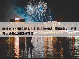 拟投资子公司布局人形机器人等领域  震裕科技：团队方面还是公司自己在做