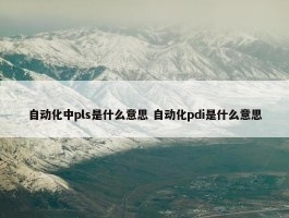 自动化中pls是什么意思 自动化pdi是什么意思