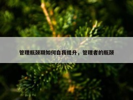 管理瓶颈期如何自我提升，管理者的瓶颈