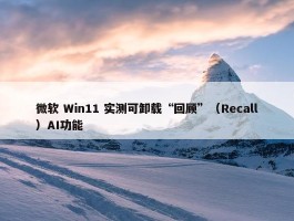 微软 Win11 实测可卸载“回顾”（Recall）AI功能