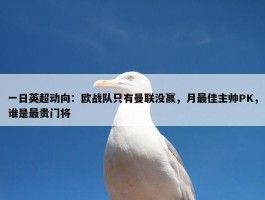 一日英超动向：欧战队只有曼联没赢，月最佳主帅PK，谁是最贵门将