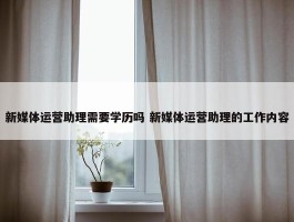 新媒体运营助理需要学历吗 新媒体运营助理的工作内容