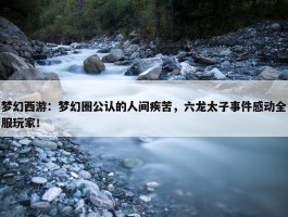 梦幻西游：梦幻圈公认的人间疾苦，六龙太子事件感动全服玩家！