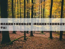 腾讯新闻算不算新媒体运营（腾讯新闻算不算新媒体运营平台）