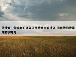 范甘迪：詹姆斯的得分只是他第二好技能 因为他的传球真的很神奇