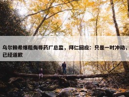 乌尔赖希爆粗侮辱药厂总监，拜仁回应：只是一时冲动，已经道歉