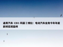 通用汽车 CEO 玛丽・博拉：电动汽车业务今年年底前将实现盈利