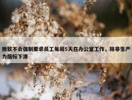 微软不会强制要求员工每周5天在办公室工作，除非生产力指标下滑