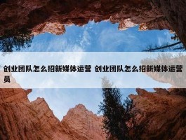 创业团队怎么招新媒体运营 创业团队怎么招新媒体运营员