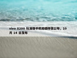 vivo X200 标准版手机拍摄样张公布，10 月 14 日发布