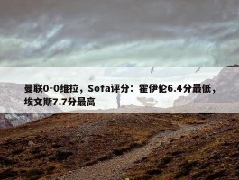 曼联0-0维拉，Sofa评分：霍伊伦6.4分最低，埃文斯7.7分最高