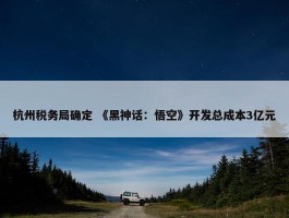 杭州税务局确定 《黑神话：悟空》开发总成本3亿元