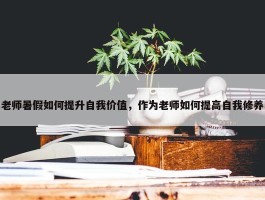 老师暑假如何提升自我价值，作为老师如何提高自我修养