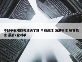 中超争冠成都蓉城说了算 申花赢球 海港输球 榜首易主 最后2轮对手