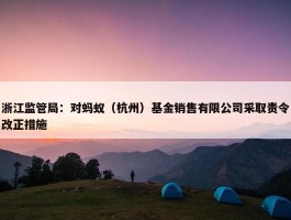 浙江监管局：对蚂蚁（杭州）基金销售有限公司采取责令改正措施