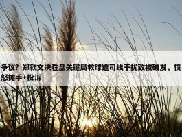 争议？郑钦文决胜盘关键局救球遭司线干扰致被破发，愤怒摊手+投诉