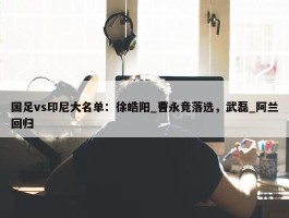 国足vs印尼大名单：徐皓阳_曹永竞落选，武磊_阿兰回归