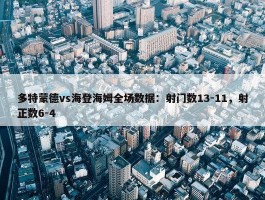 多特蒙德vs海登海姆全场数据：射门数13-11，射正数6-4