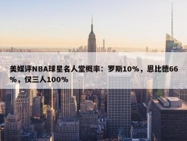 美媒评NBA球星名人堂概率：罗斯10%，恩比德66%，仅三人100%