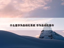 什么是华为自动化系统 华为自动化指令