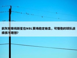 前灰熊锋线新星在NBL赛场稳定输出，可惜他的球队战绩很不理想？